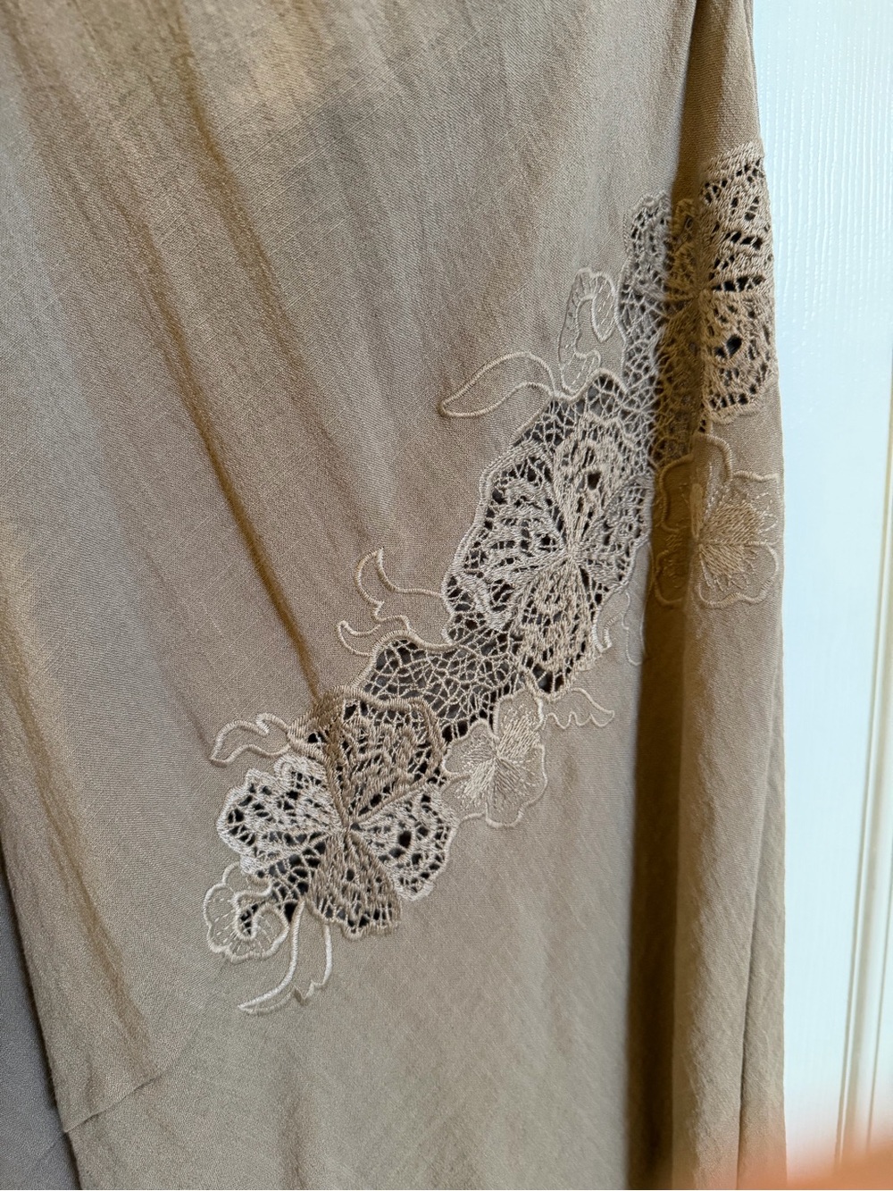 Zara Slip Midi Dress with Floral Lace - Taupe - Picture 5 of 5